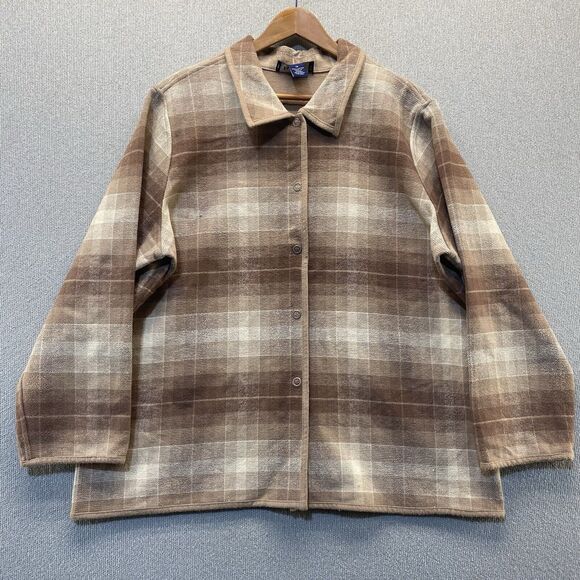 Denim & Co Plaid Button Down Jacket Coat Women's 1X - Picture 8 of 8